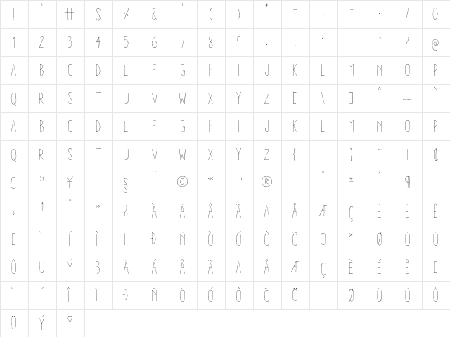 Aracne Condensed Light Condensed Light font glyph preview Aracne Condensed Light Condensed Light font glyphpreview