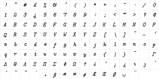 cmitt10 Regular font glyph preview cmitt10 Regular font glyphpreview