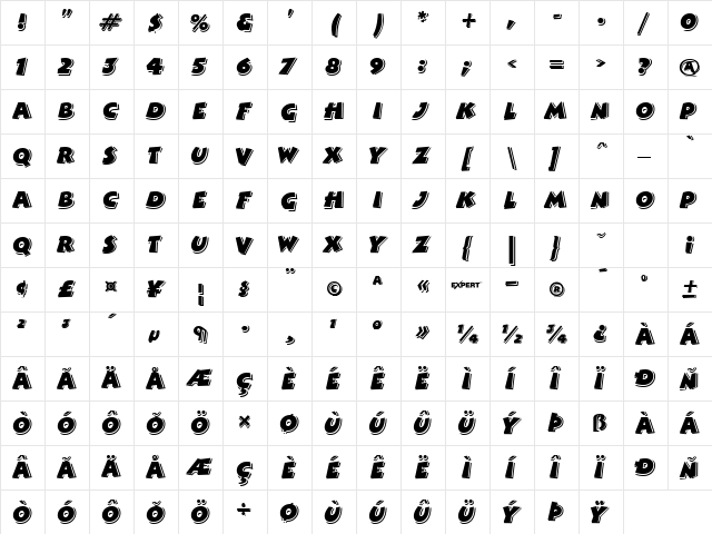 Comix Highlight Regular font glyph preview Comix Highlight Regular font glyphpreview