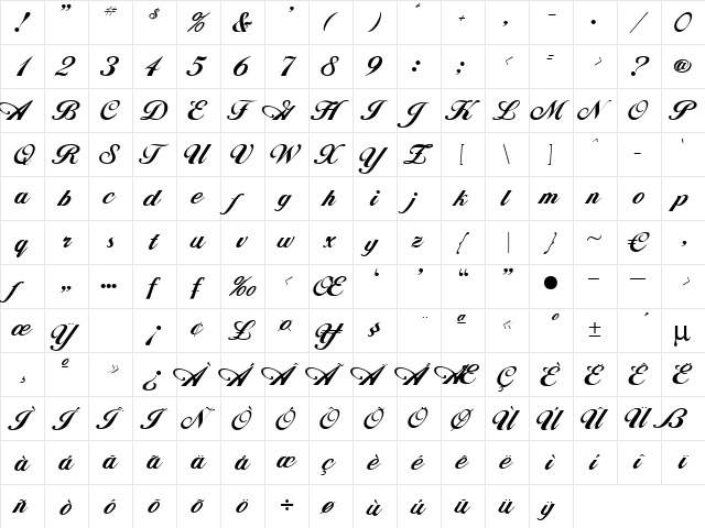 Andrea Regular font glyphpreview