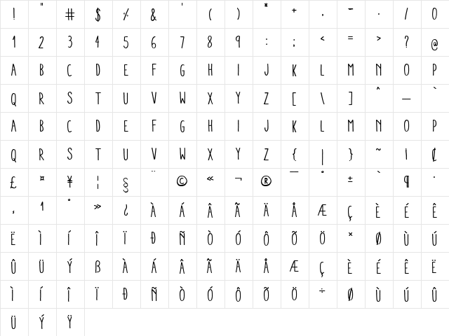 Aracne Condensed Regular Condensed Regular font glyphpreview