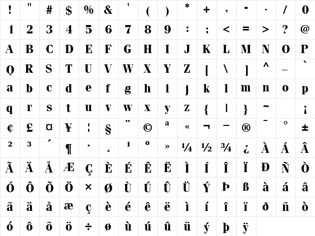 CompendiumSSK Bold font glyphpreview