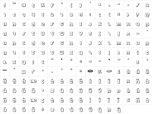 Combat Droid 3D Regular font glyphpreview