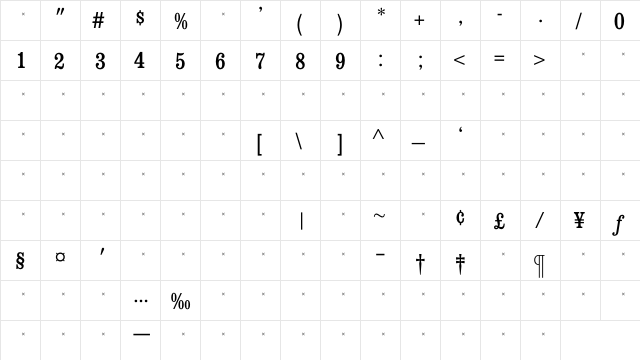 ConsortMediumCondensedTab Regular font glyphpreview