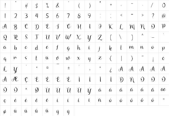 Arionna Regular font glyphpreview