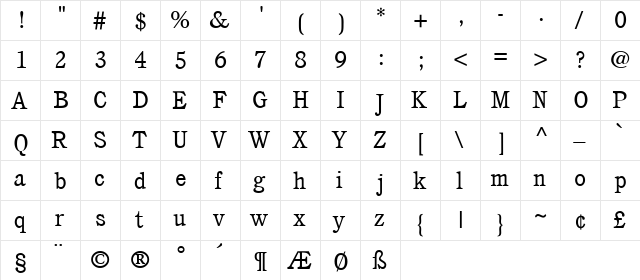 Condottiere Regular font glyphpreview