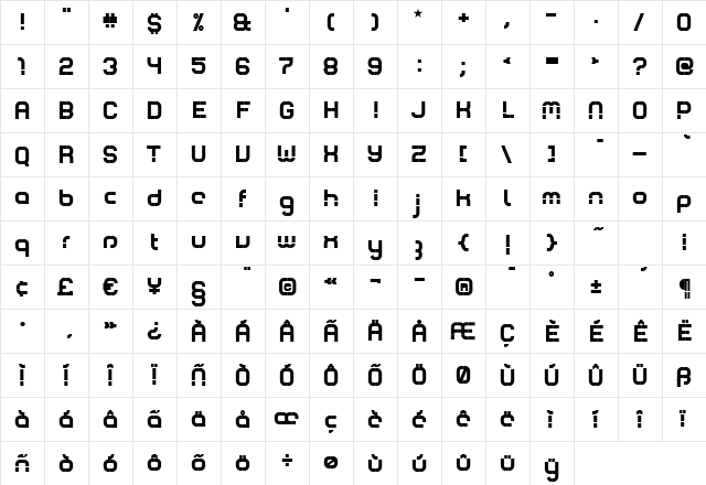ComsatFat Regular font glyphpreview