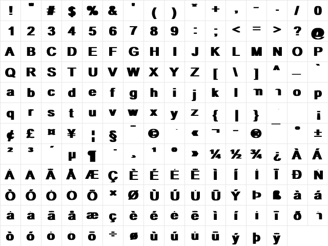 Arial Black Bold font glyphpreview