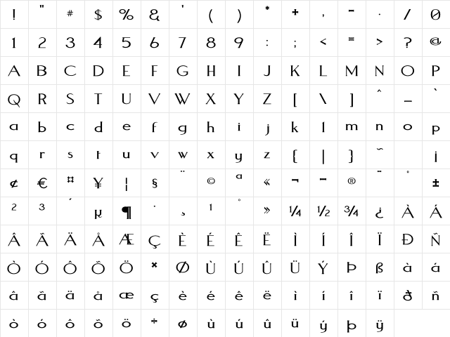 Aquaduct (full set) Plain font glyphpreview