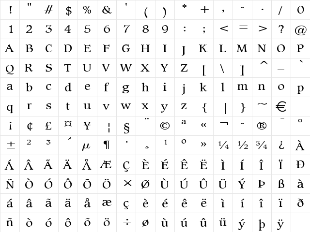 ClaytonWide Normal font glyph preview ClaytonWide Normal font glyphpreview
