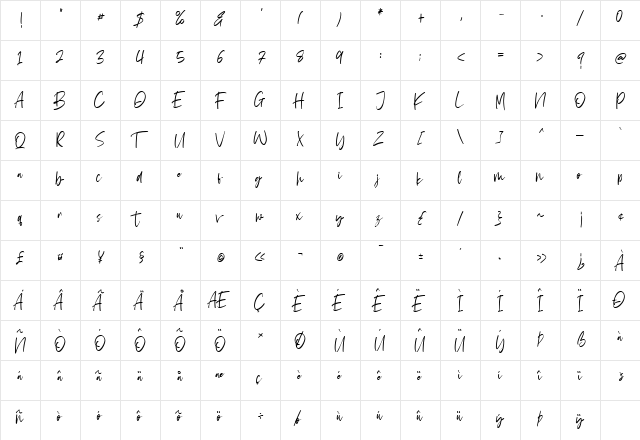 Angelwine Regular font glyphpreview