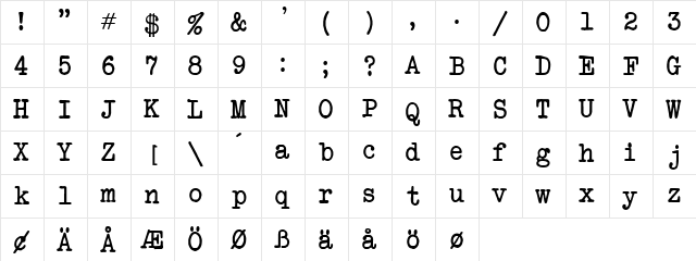 Another Typewriter Regular font glyphpreview