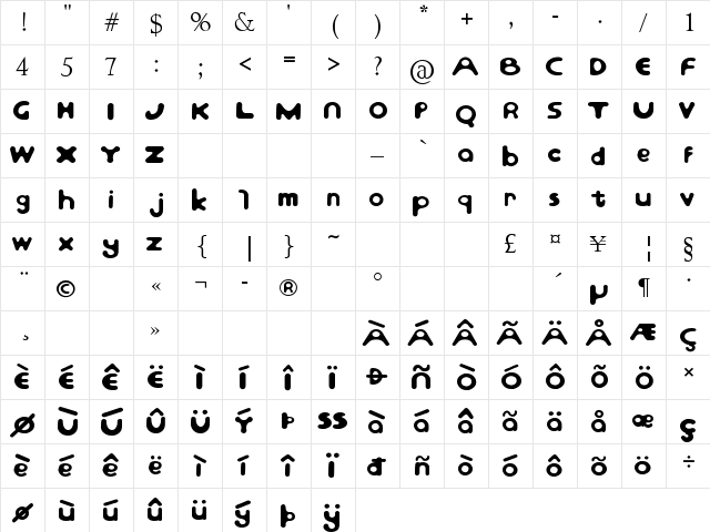 Clucky_Duck Regular font glyphpreview