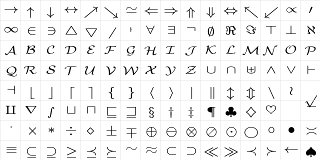 cmsy5 Regular font glyphpreview