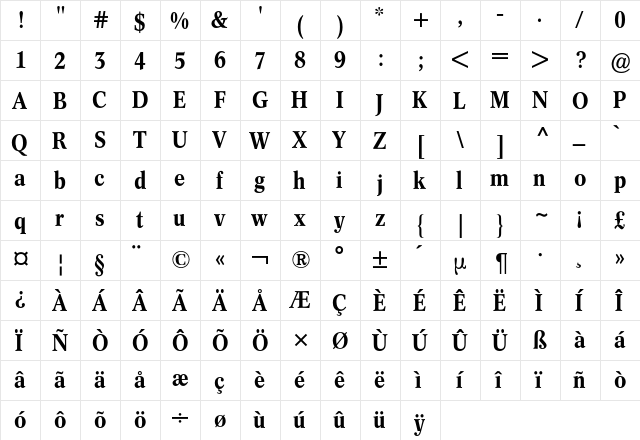 Concorde Nova BQ Regular font glyphpreview