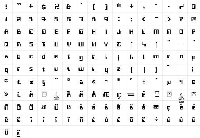 Computerfont Regular font glyphpreview