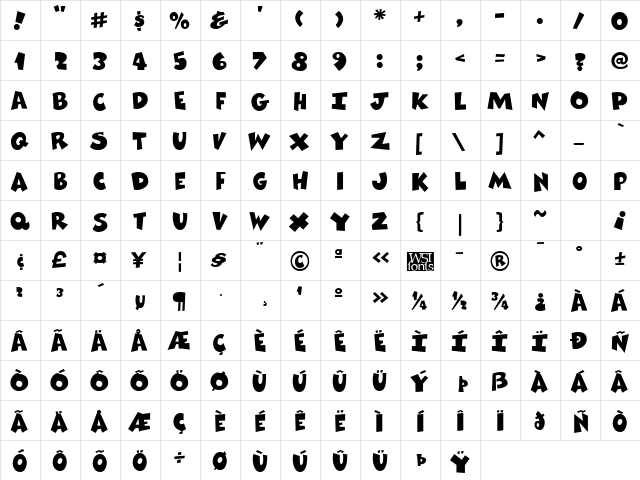 ComixHeavy Regular font glyphpreview