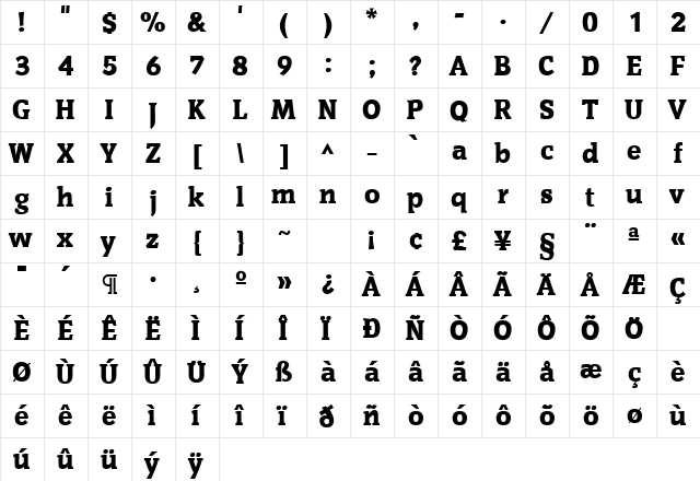 Commons Regular font glyphpreview