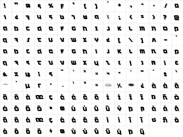 Combat Droid Leftalic Italic font glyphpreview