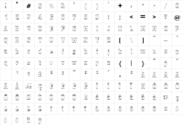 AquariusOutline Regular font glyphpreview