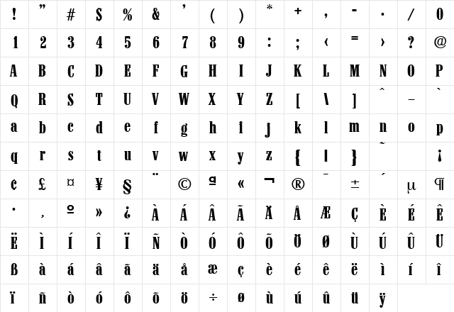 Colonel-Serial Bold font glyph preview Colonel-Serial Bold font glyphpreview