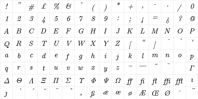 cmti9 Regular font glyphpreview