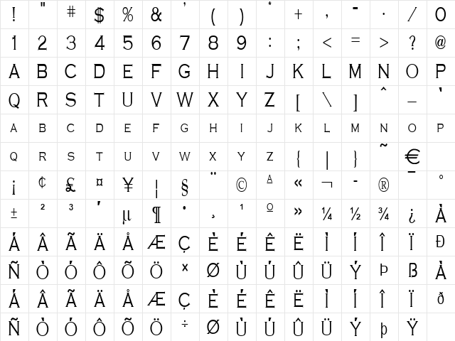 CobaltThin Normal font glyphpreview