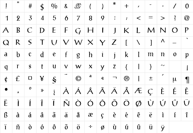 AntiquaLightSSK Regular font glyphpreview