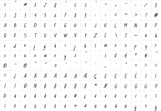 CollBesT Italic font glyphpreview