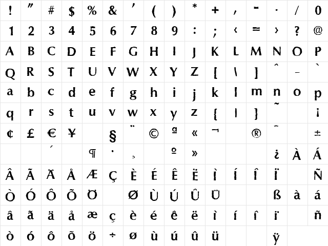 ColumbiaAntique Bold font glyphpreview