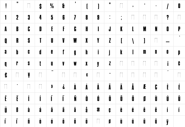 Compacta Regular font glyph preview Compacta Regular font glyphpreview
