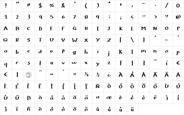 Colophon DBZ Regular font glyphpreview