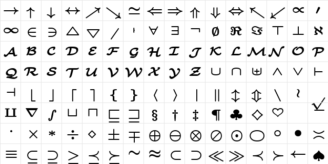 cmbsy6 Regular font glyph preview cmbsy6 Regular font glyphpreview
