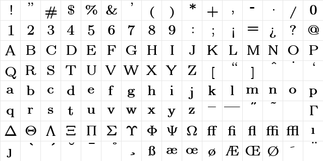 cmfib8 Regular font glyphpreview