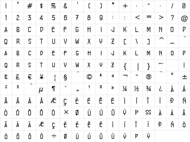ConcursoModerne BTN Regular font glyphpreview