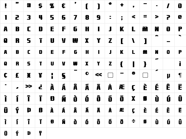 Combatron Bold font glyphpreview
