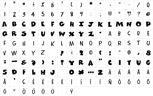 Comics Regular font glyphpreview