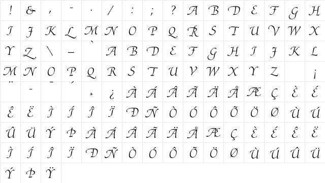 Ariadne LT Std Roman font glyphpreview