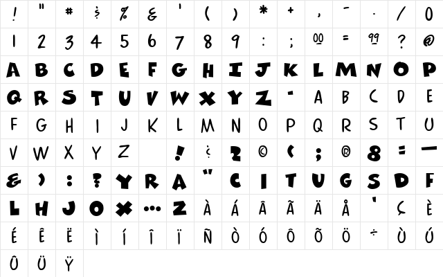 Comics Regular font glyphpreview