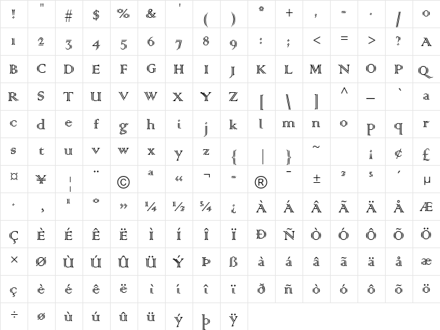 Colonna MT Std Regular font glyphpreview