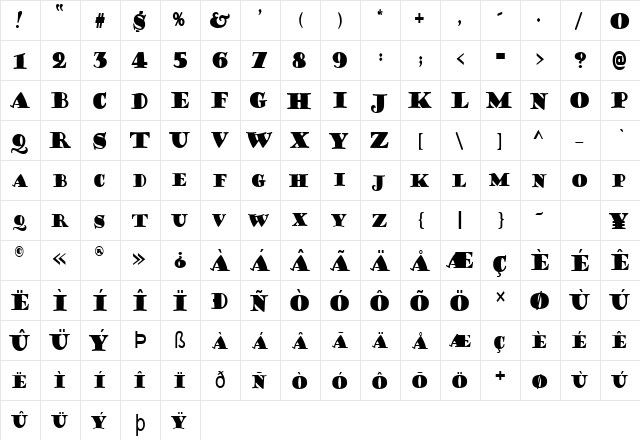 CoffeeSackCondensed Normal font glyphpreview