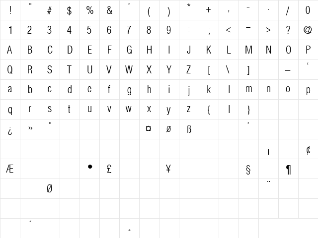 Communication 22 Regular font glyphpreview