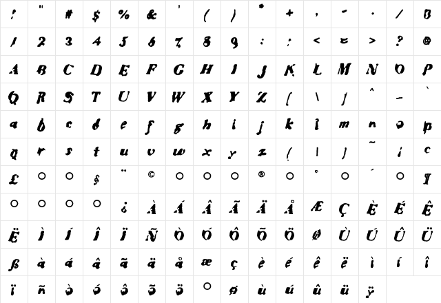 Condemdhouse Regular font glyphpreview