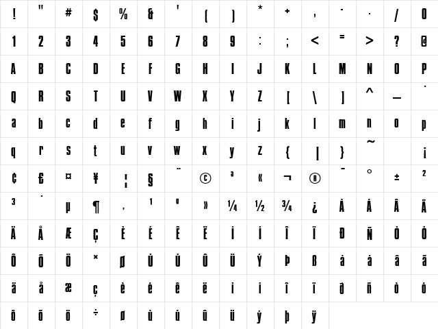 Compacta D Regular font glyph preview Compacta D Regular font glyphpreview