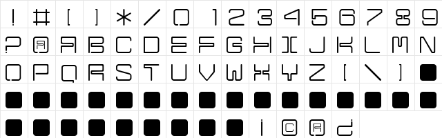 ARIA Normal font glyphpreview