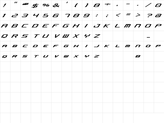 Concielian Jet Regular font glyphpreview