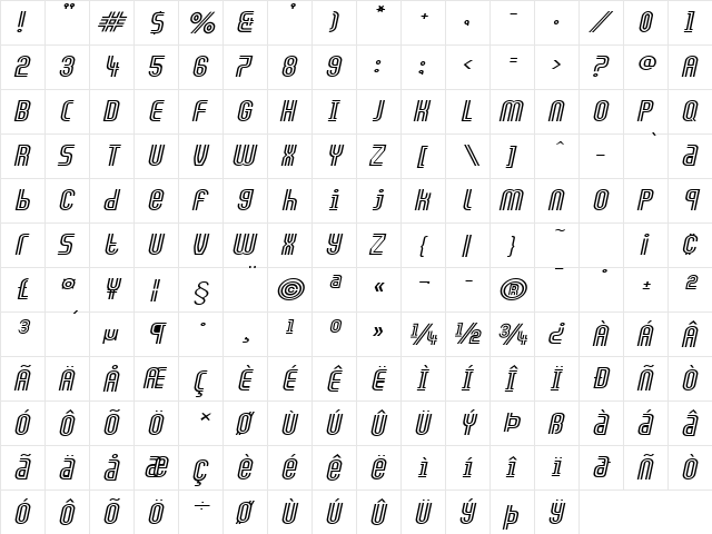 ArchExtended Italic font glyphpreview