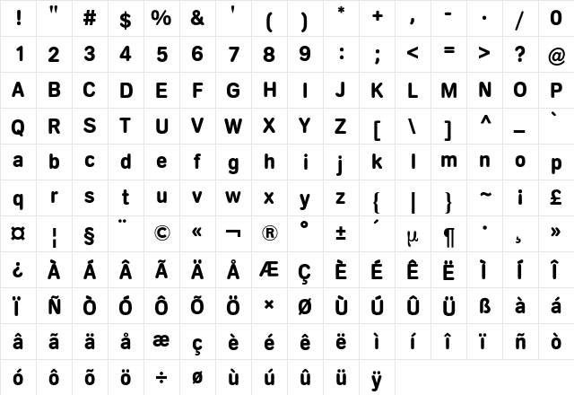 Aral-Type BQ Bold font glyphpreview