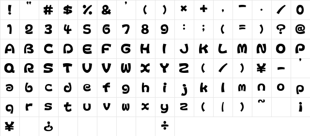 ColopocleAL Regular font glyph preview ColopocleAL Regular font glyphpreview