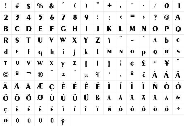 Aquavit Regular font glyphpreview